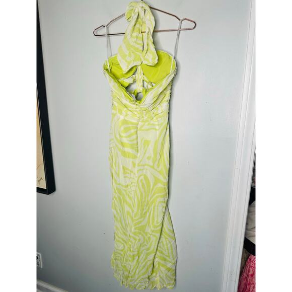 RONNY KOBO COLLECTIVE Green Vacation Halter Knotted Front Sheath Dress size 4 - Picture 8 of 16